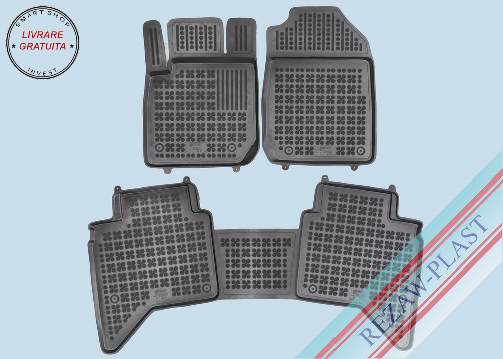 Covorase interior cauciuc tip tava negru Isuzu D-MAX III 4 - door, double cab 2020 - 3-Piese - livrare gratuita
