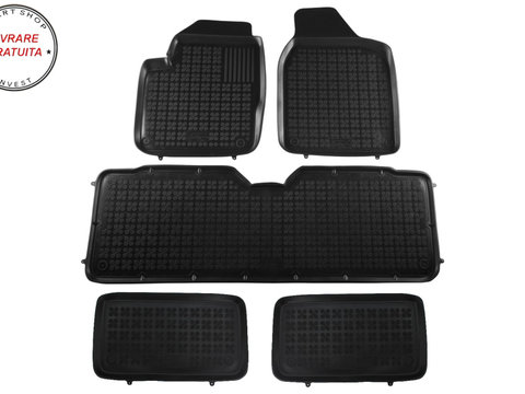 Covorase Presuri Auto Negru din Cauciuc compatibil cu Ford GALAXY I (1995-2006) Seat Alhambra I (1996-2010) VW Sharan I (1995-2010) versiune 7 pasageri