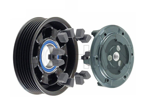 Cupla magnetica ambreiaj compresor Ac/ diametru 110 mm cu 6 caneluri, tip Denso 5SE09C pentru Toyota Yaris XP10 1999-2006 motorizare 1, 0/1, 3 benzina, rulment 35x52x12 mm,