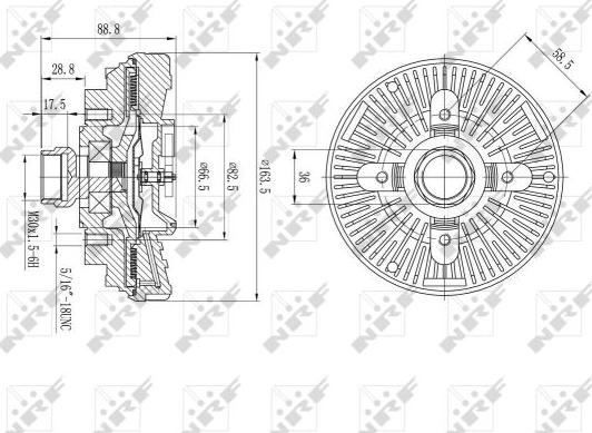 Cupla. ventilator radiator Ventilator CHRYSLER PT CRUISER DODGE DAKOTA DURANGO JOURNEY VIPER JEEP GRAND CHEROKEE DODGE DAKOTA, Echipamentul de ridicare a echipajului, 09.2004 - 12.2011 NRF 49610