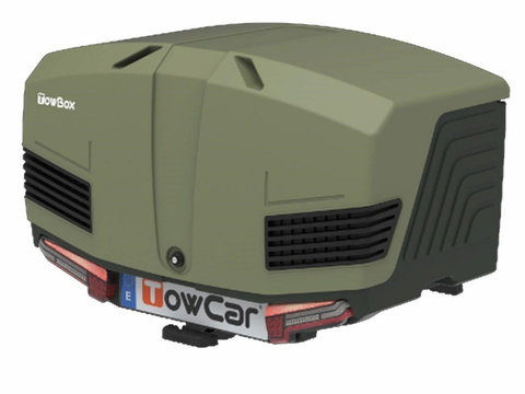 Cutie portbagaj pe carligul de remorcare auto Towbox V3 Camper Verde Aer