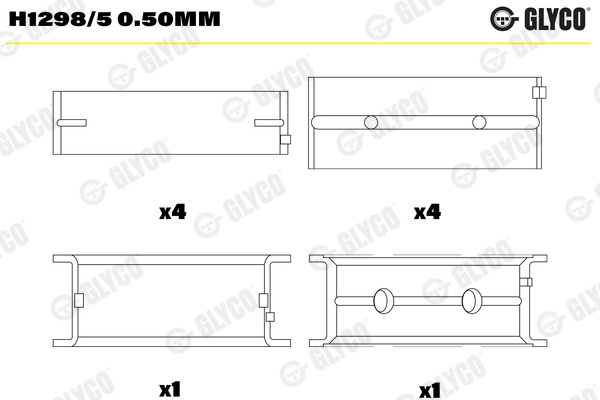 Cuzineti arbore cotit Glyco ALPINA D3 combi (E91) 2008-2013 - H1298/5 0.50MM