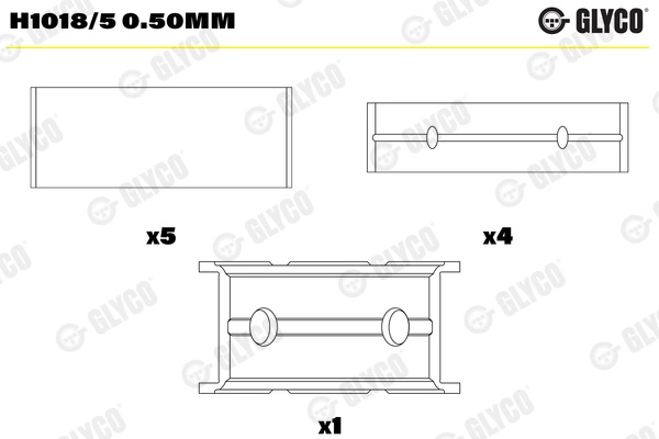 Cuzineti, arbore cotit GLYCO H1018/50.50mm la masina FORD TRANSIT platou / sasiu (FM_ _, FN_ _) 2000 2001 2002 2003 2004 2005 2006