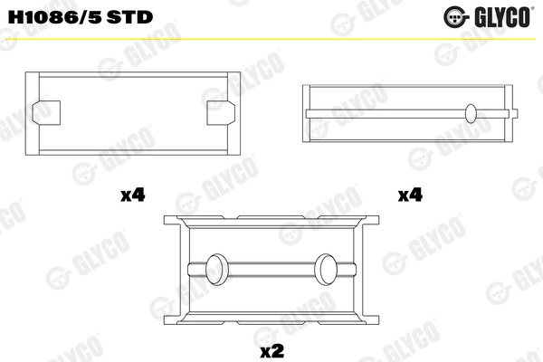 Cuzineti, arbore cotit GLYCO H1086/5STD la masina FORD FOCUS II Turnier (DA_, FFS, DS) 2006 2007 2008 2009 2010 2011 2012