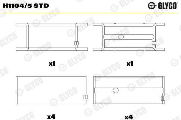 Cuzineti, arbore cotit GLYCO H1104/5STD pentru masina OPEL MOVANO A bus (X70) 1998 1999 2000 2001