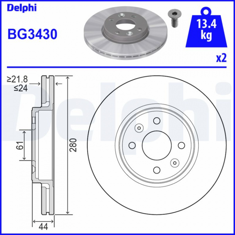 DELPHI Disc frana BG3430 pentru DACIA DOKKER microbus (KE_) 2012 2013 2014 2015 2016 2017 2018 2019 2020 2021 2022 2023 2024