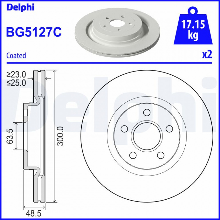 DELPHI Disc frana BG5127C la masina FORD TRANSIT CONNECT V408 Autoutilitara/limuzina spatioasa 2013 2014 2015 2016 2017 2018 2019 2020 2021 2022 2023 2024 2025