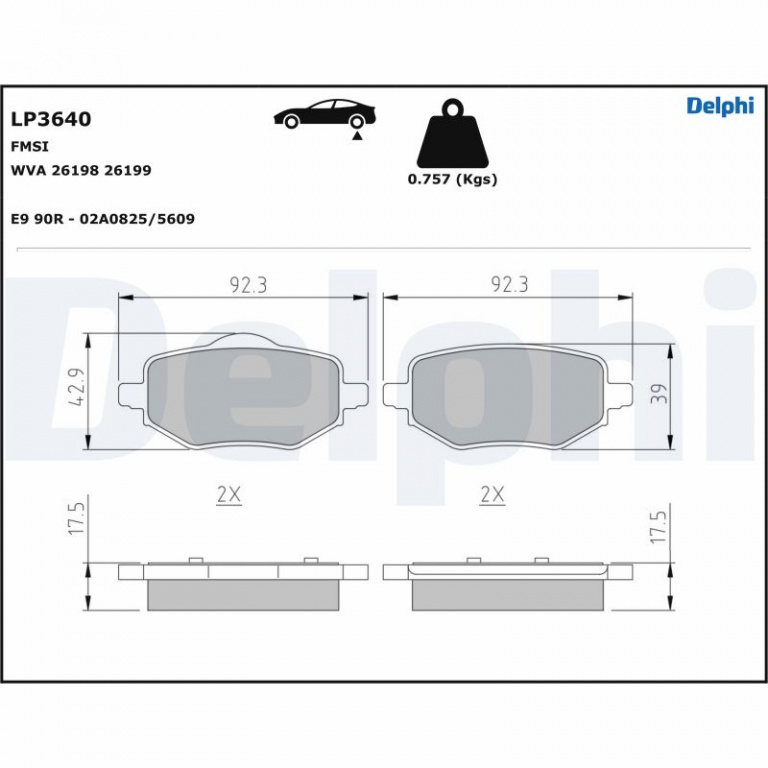 DELPHI set placute frana,frana disc LP3640 la OPEL MOKKA 2020 2021 2022 2023 2024 2025