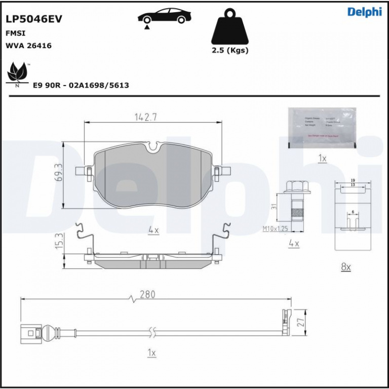 DELPHI set placute frana,frana disc LP5046EV pentru AUDI Q4 Sportback (F4N) 2021 2022 2023 2024 2025