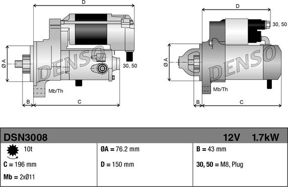 Demaror Incepator 12V 17kW ALFA ROMEO MITO AUDI A3