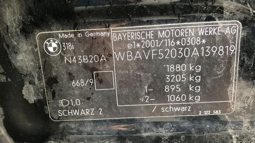 Dezmembrez BMW E90 318i motor N43 120000