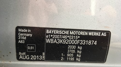 Dezmembrez BMW F31 2013 COMBI 2.0