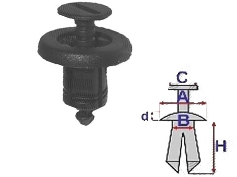 Diblu fixare Dacia, Renault , Surub plastic fixare aparatori motor si bara protectie Dacia Logan si Renault 7703072960 - 10 buc