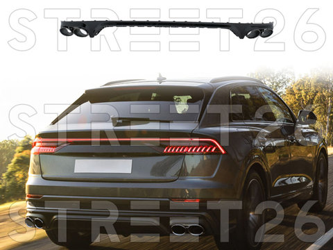 Difuzor Bara Spate Compatibil Cu Audi Q8 4M S-Line (2018-2023) Evacuare Negre