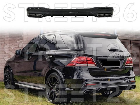 Difuzor Bara Spate Cu Ornamente Evacuare Compatibil Cu Mercedes GLE W166 SUV (2015-2019) GLE63 Design Negru