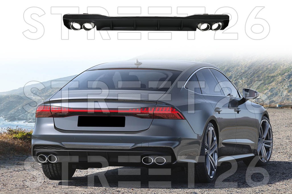 Difuzor Bara Spate Si Ornamente Evacuare Compatibil Cu Audi A7 4K8 S-Line S7 (2017-Up) RS7 Design