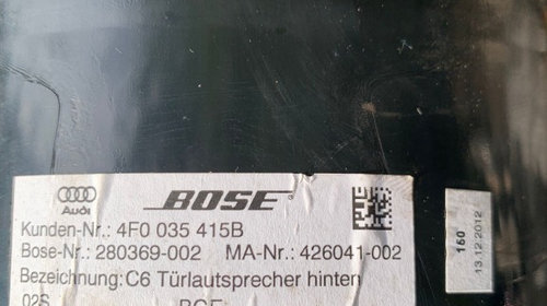 Difuzor / Boxa Bose spate Audi A6 4F , Q