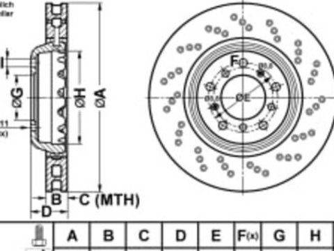 Disc de frana din doua piese Fata Dreapta BMW 1 (E82), 3 (E90), 3 (E92), 3 (E93) 3.0/4.0/4.4 03.07-12.13