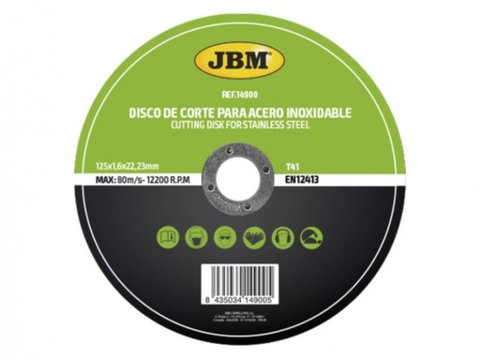 DISC DE TAIERE DEBITARE IN OTEL INOXIDABIL 125 X 1.6MM T41 JBM