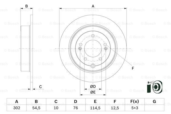 Disc frana 0 986 479 E45 BOSCH pentru Hyundai Tucson Kia Sportage