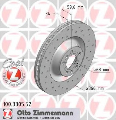Disc frana 100 3305 52 ZIMMERMANN pentru Audi A8 A