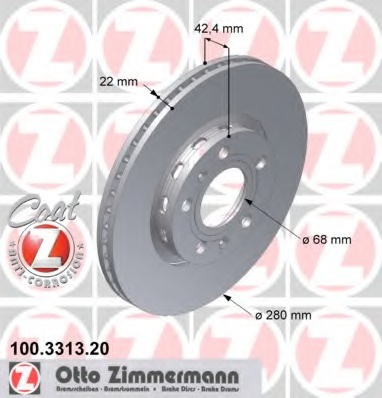 Disc frana 100 3313 20 ZIMMERMANN pentru Vw Phaeton Audi A8