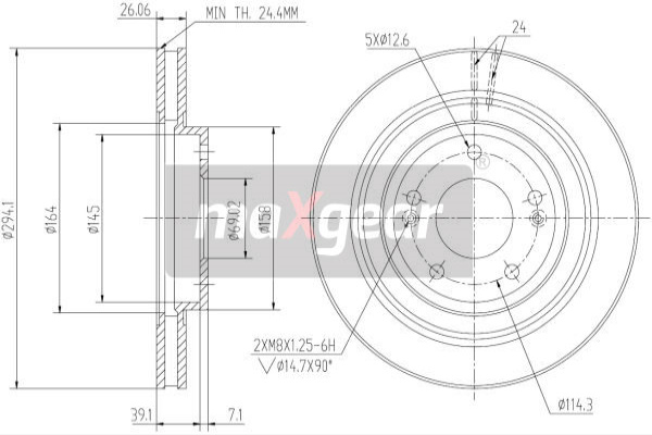 DISC FRANA 19-2458 MAXGEAR pentru Hyundai Santa