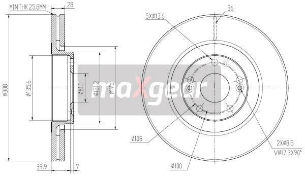 DISC FRANA 19-2503 MAXGEAR pentru Renault Laguna