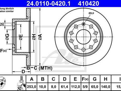 Disc frana 24 0110-0420 1 ATE pentru Skoda Octavia