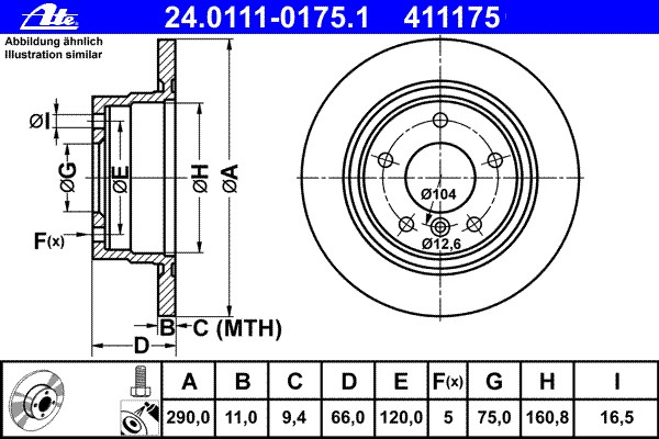 Disc frana 24 0111-0175 1 ATE pentru Bmw Seria 1 Bmw Seria 2