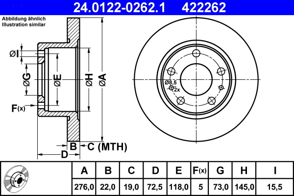 Disc frana 24 0122-0262 1 ATE pentru Iveco Daily