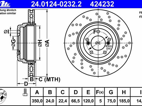 Disc frana 24 0124-0232 2 ATE pentru Bmw Seria 1 Bmw Seria 3