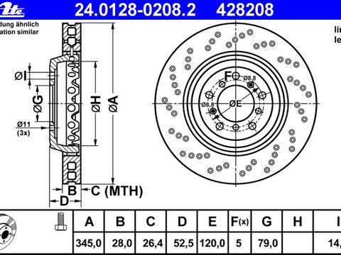 Disc frana 24 0128-0208 2 ATE pentru Bmw Seria 3 Bmw Z4