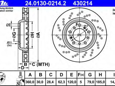 Disc frana 24 0130-0214 2 ATE pentru Bmw Seria 1 Bmw Seria 3