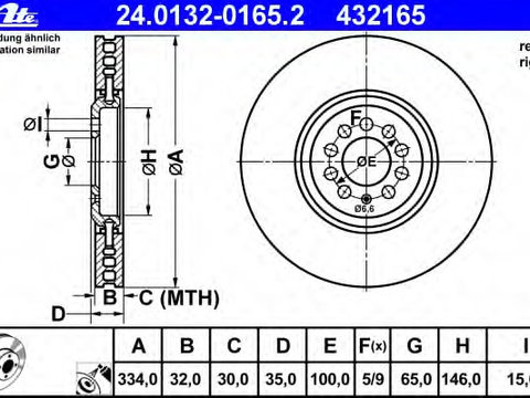 Disc frana 24 0132-0165 2 ATE pentru Vw Golf Audi Tt