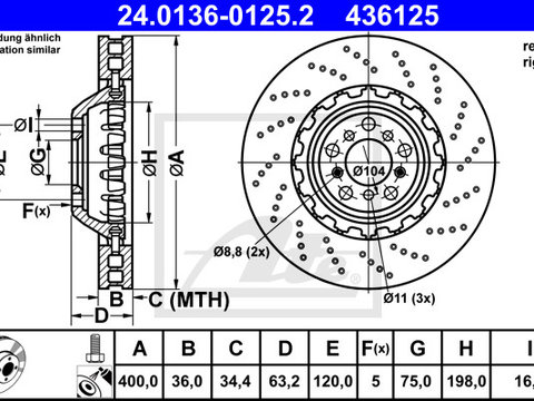 Disc frana 24 0136-0125 2 ATE pentru Bmw Seria 6 Bmw Seria 5