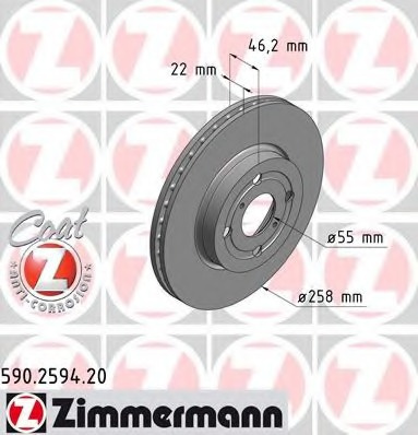 Disc frana 590 2594 20 ZIMMERMANN pentru Toyota Vitz Toyota Yaris Toyota Yarisvitz