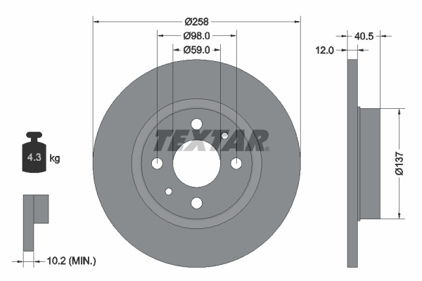 Disc frana (92041503 TEXTAR) ALFA ROMEO,FIAT,LANCIA