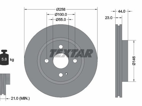 Disc frana 92166803 TEXTAR pentru Mazda 2 Mazda Demio Ford Fiesta