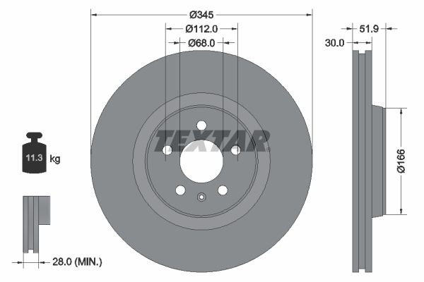 Disc frana 92229205 TEXTAR pentru Audi A6 Audi A5 Audi A4 Audi Q5 Audi A7