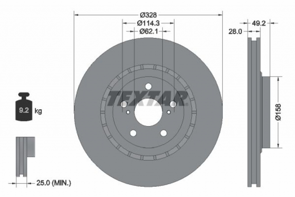 Disc frana 92259403 TEXTAR pentru Toyota Rav