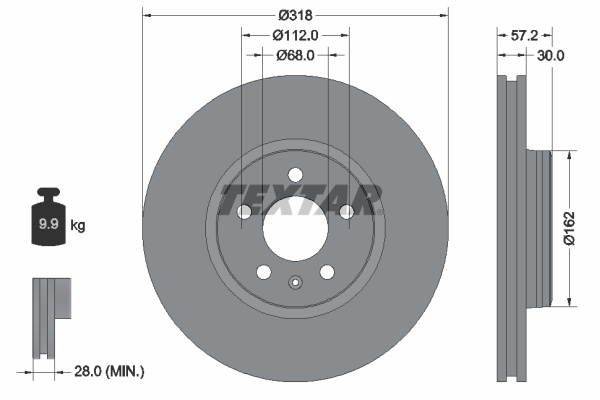 Disc frana ~ 92282705 ~ TEXTAR ~ pentru Audi A5 2016 2017 2018 2019 2020 2021 2022 2023 2024