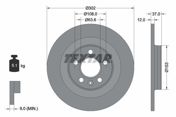 Disc frana 92304703 TEXTAR pentru Volvo Xc40