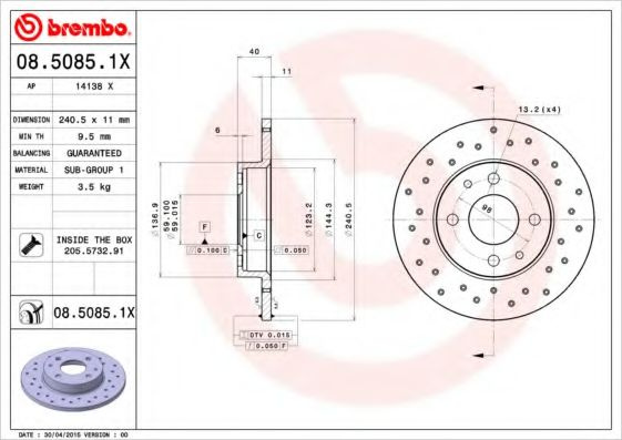 Disc frana ALFA ROMEO 155 (167) (1992 - 1997) BREM