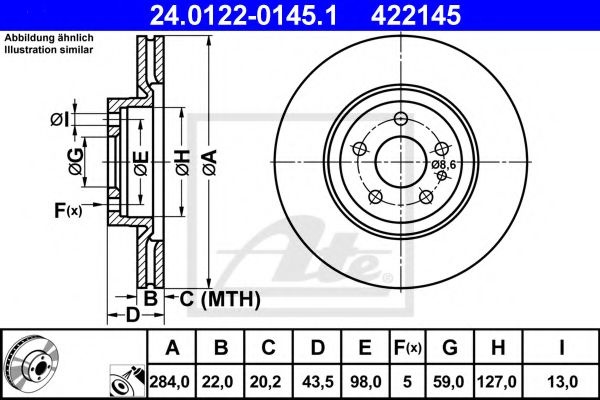 Disc frana ALFA ROMEO 156 (932) (1997 - 2005) ATE 
