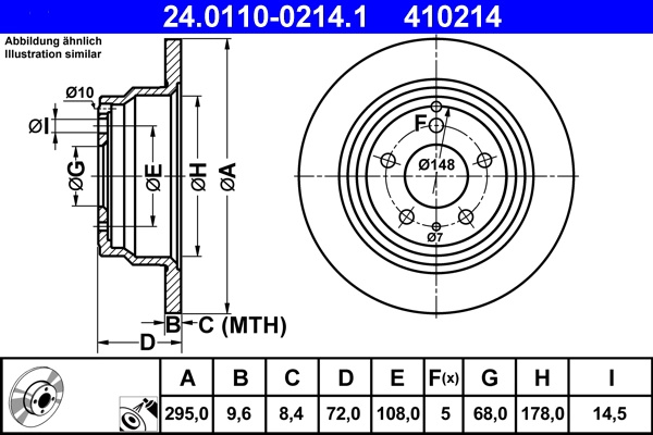 Disc frana ATE 24.0110-0214.1 pentru VOLVO 850 combi (855) 1992-1997
