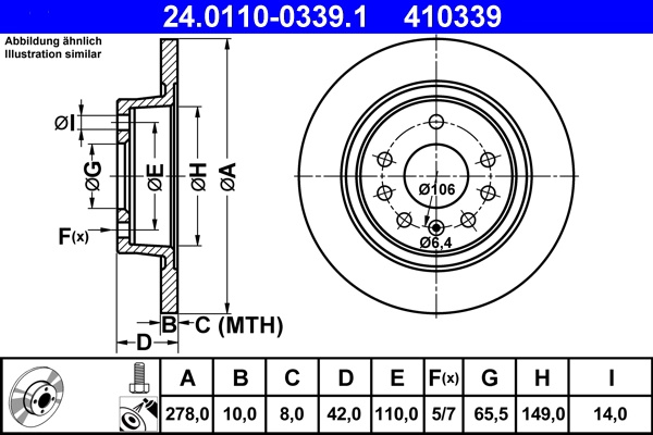 Disc frana ATE 24.0110-0339.1 pentru OPEL ZAFIRA /