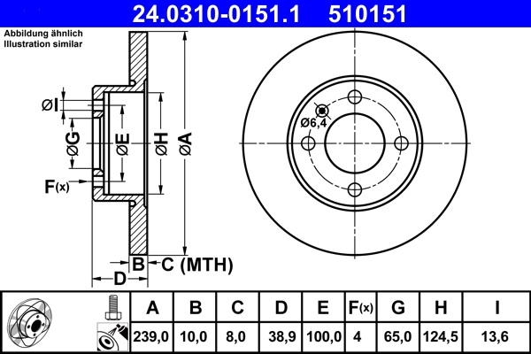 Disc frana ATE 24.0310-0151.1 pentru VW POLO Van c