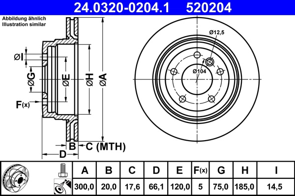 Disc frana ATE 24.0320-0204.1 pentru BMW 3 Cabriolet (E93) 2006-2013