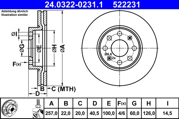 Disc frana ATE 24.0322-0231.1 pentru VAUXHALL ADAM (M13) 2012-2019